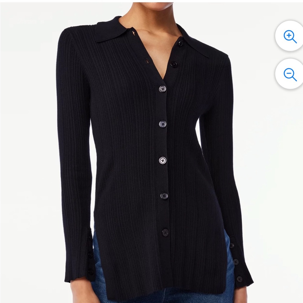Scoop Collared Botton Up Knit